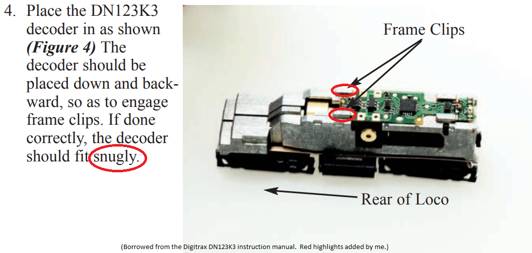 Portion of the Digitrax DN123K3 decoder instruction manual